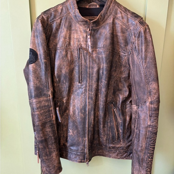 Harley-Davidson® Men's Miramar Distressed Leather Jacket Brown 97128-16VM